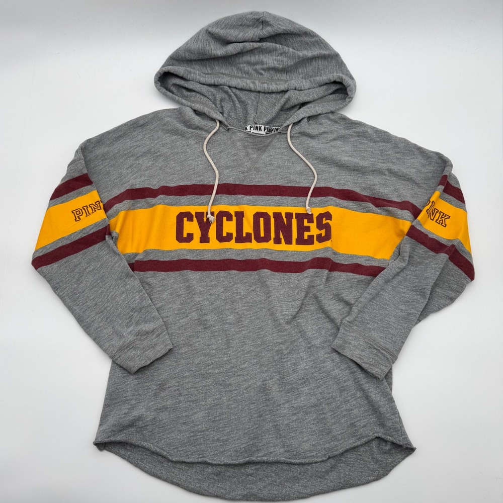 Victorias Secret PINK Hoodie Gray Iowa Cyclones Womens Large